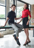 135 Female 3/4 Sleeve Button Top - - Arcade Sports