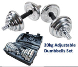 20KG Adjustable Chrome DumbBell Set + - Arcade Sports